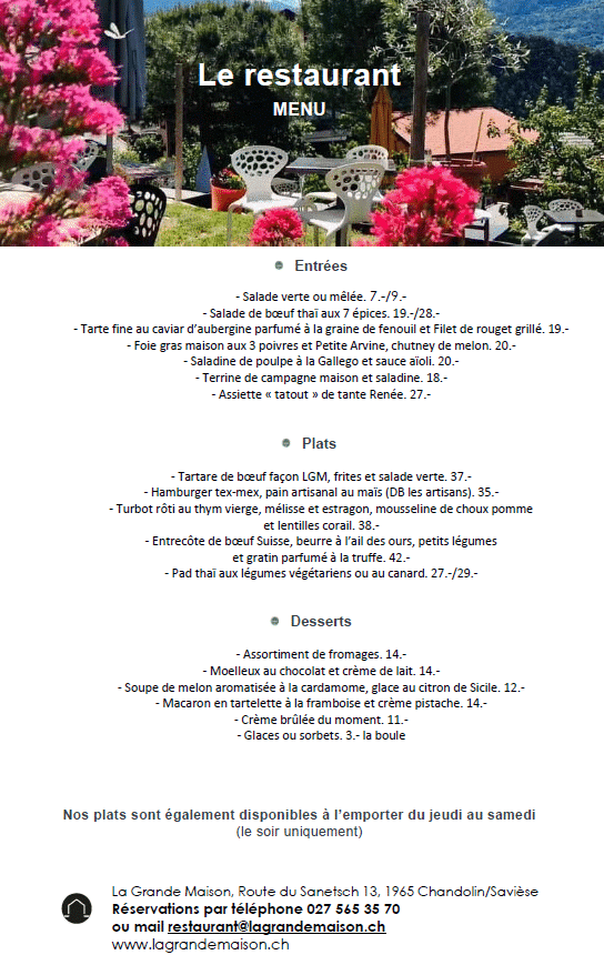 La Grande Maison Le restaurant géré